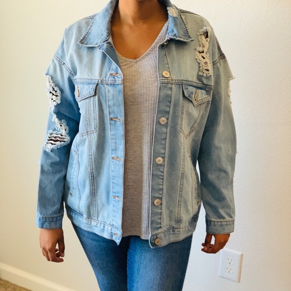 Oversized Jeans jacket distressed jeans - Picture 4 of 5